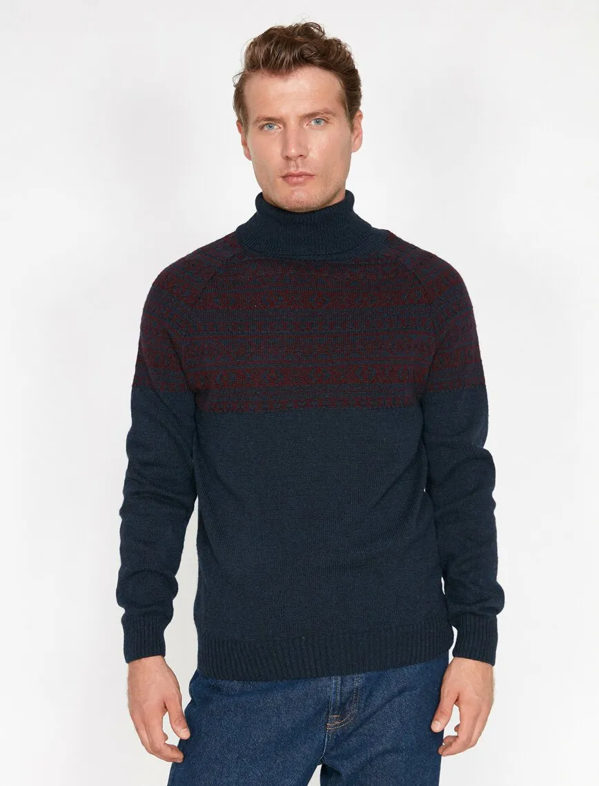 17359 Navy Patterned Jumper