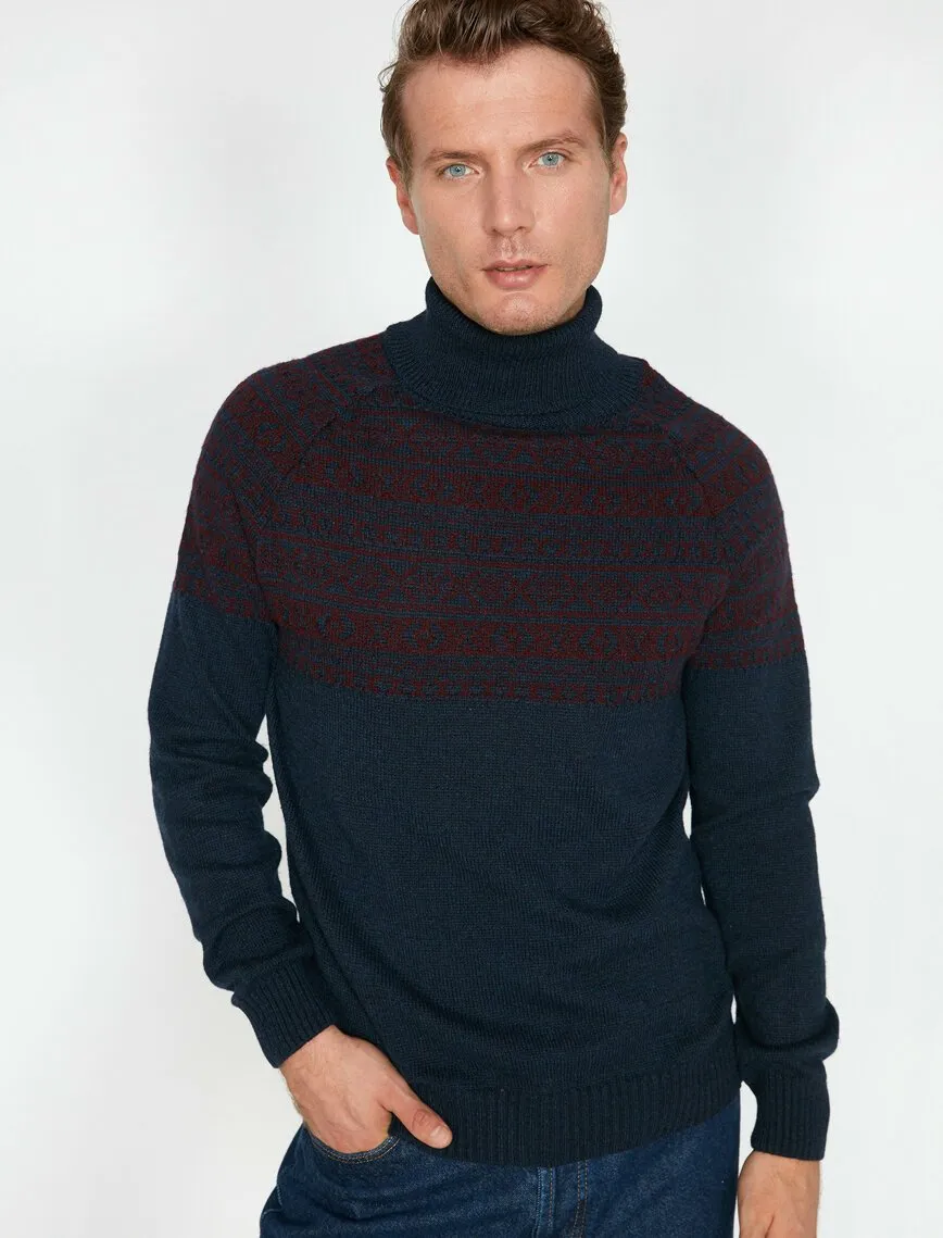 17359 Navy Patterned Jumper