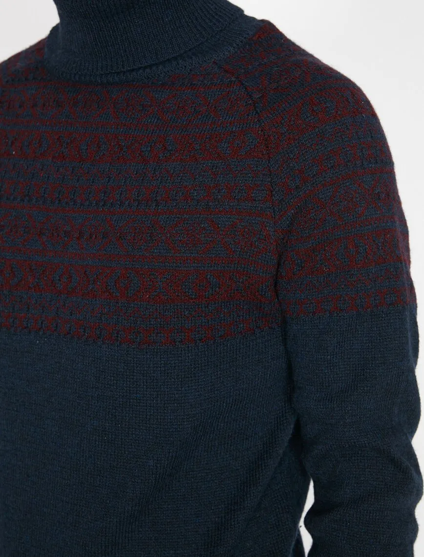 17359 Navy Patterned Jumper