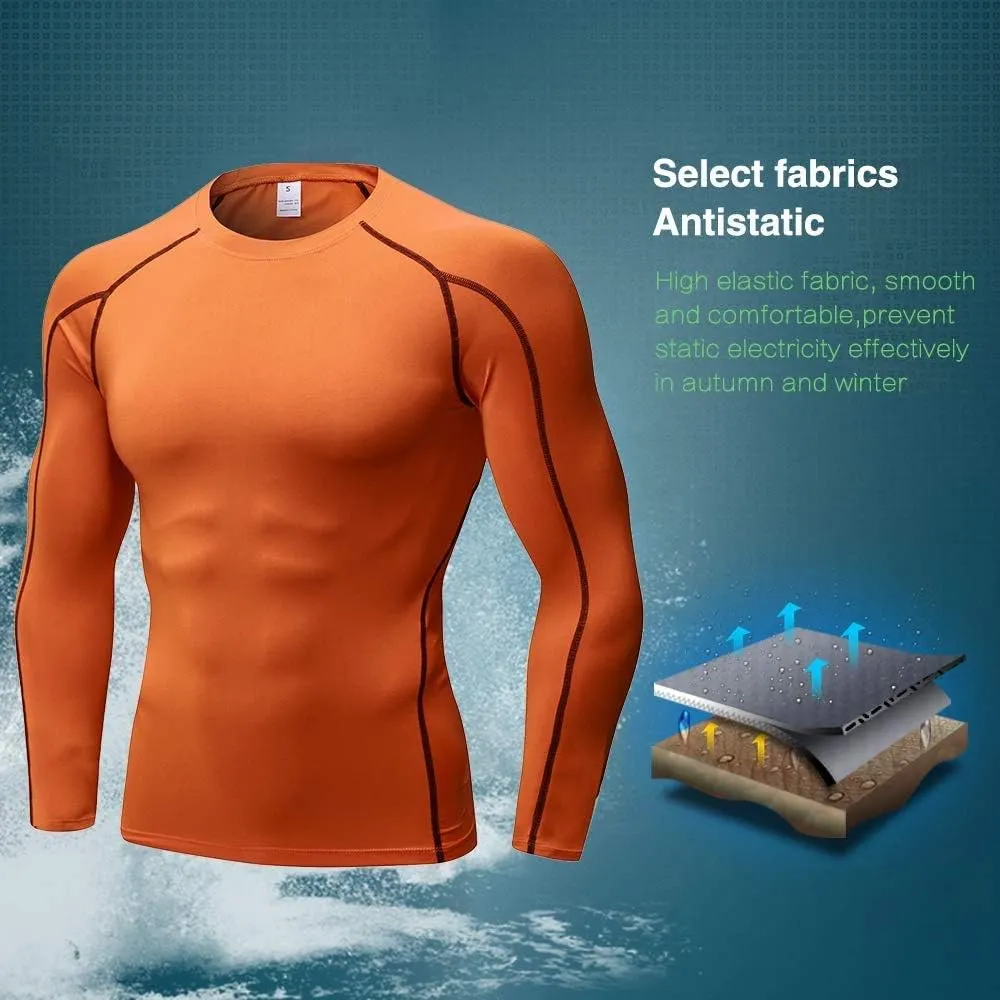 4 Pack Men's Compression Shirts Men Long/Short Sleeve Athletic Workout Tops Gym Undershirts Active Sports Baselayers
