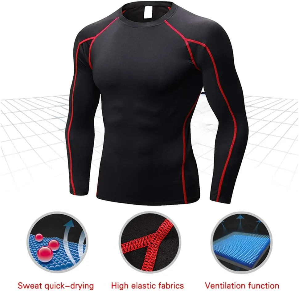 4 Pack Men's Compression Shirts Men Long/Short Sleeve Athletic Workout Tops Gym Undershirts Active Sports Baselayers