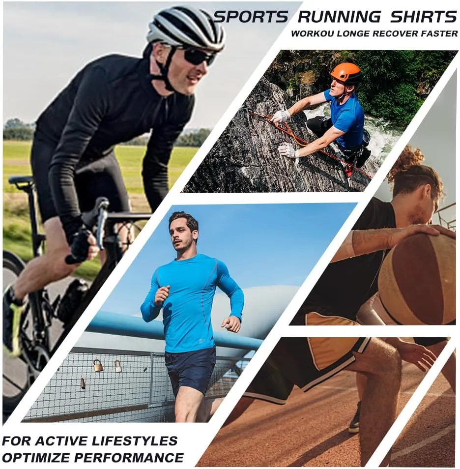 4 Pack Men's Compression Shirts Men Long/Short Sleeve Athletic Workout Tops Gym Undershirts Active Sports Baselayers