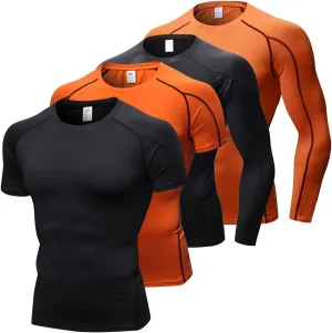4 Pack Men's Compression Shirts Men Long/Short Sleeve Athletic Workout Tops Gym Undershirts Active Sports Baselayers