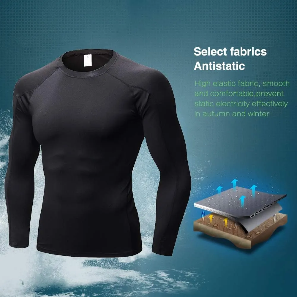 4 Pack Men's Compression Shirts Men Long/Short Sleeve Athletic Workout Tops Gym Undershirts Active Sports Baselayers