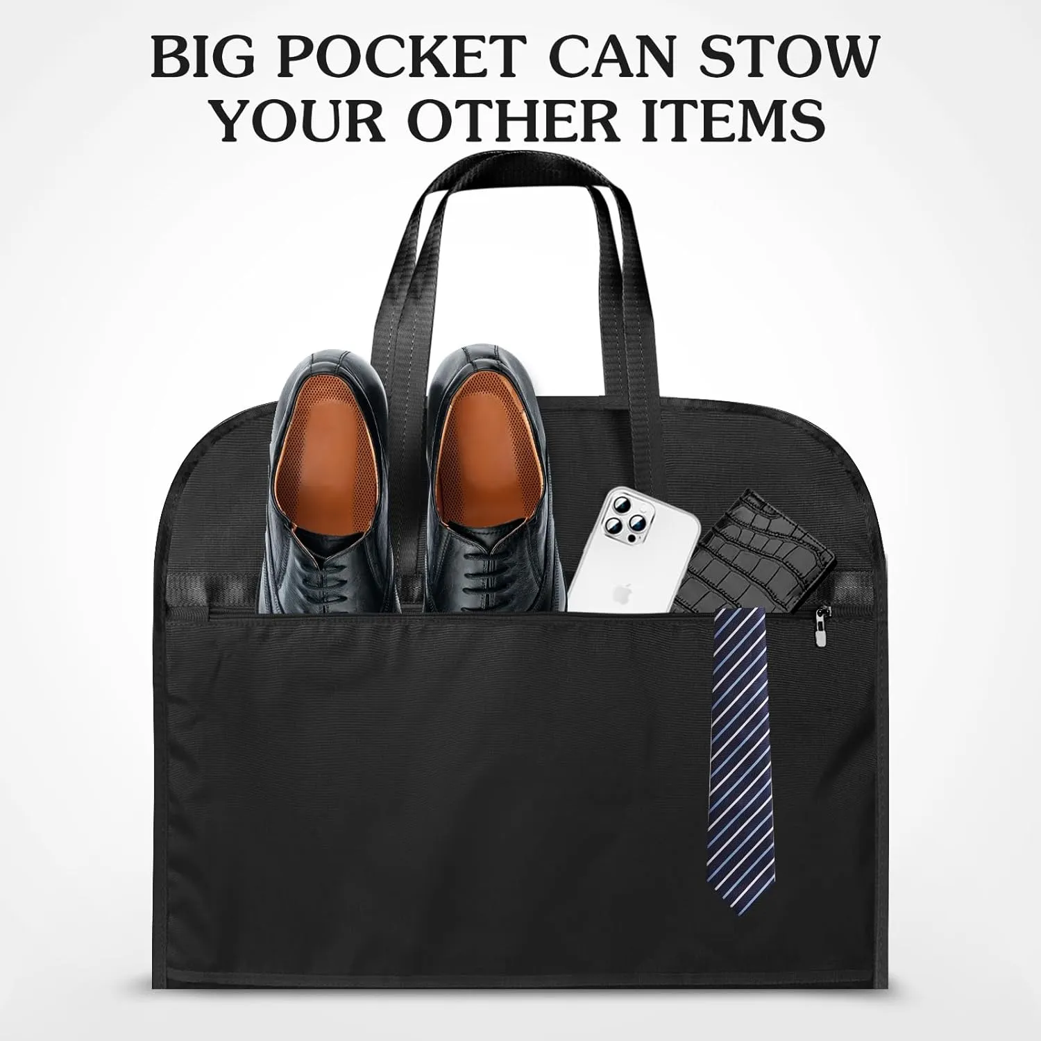 6" Gusseted Waterproof Garment Bag for Travel, 43" Tear Resistance Suit Bag for Men Travel for Suits, Tuxedos, Coats, Uniform. (Darkgrey, 42")