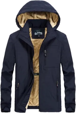 Adhdyuud Men Casual Warm Parkas Windbreaker Winter Bomber Jacket Detachable Hat Hooded Cotton-Padded Coats