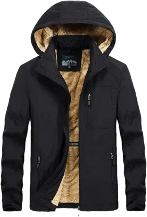 Adhdyuud Men Casual Warm Parkas Windbreaker Winter Bomber Jacket Detachable Hat Hooded Cotton-Padded Coats