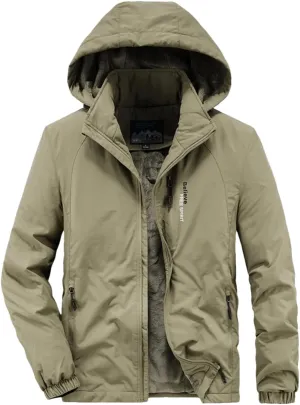 Adhdyuud Men's Winter Thick Warm Fleece Army Military Jacket Hooded Casual Cotton-Padded Parkas Coats