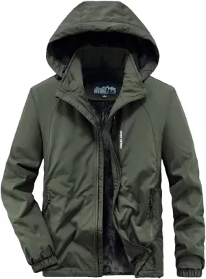 Adhdyuud Men's Winter Thick Warm Fleece Army Military Jacket Hooded Casual Cotton-Padded Parkas Coats