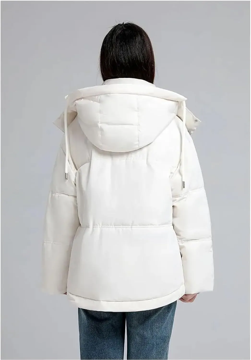 Adhdyuud Womens Casual Hooded Cotton Padded Coats With Pocket Zipper Winter Thicken Warm Jacket