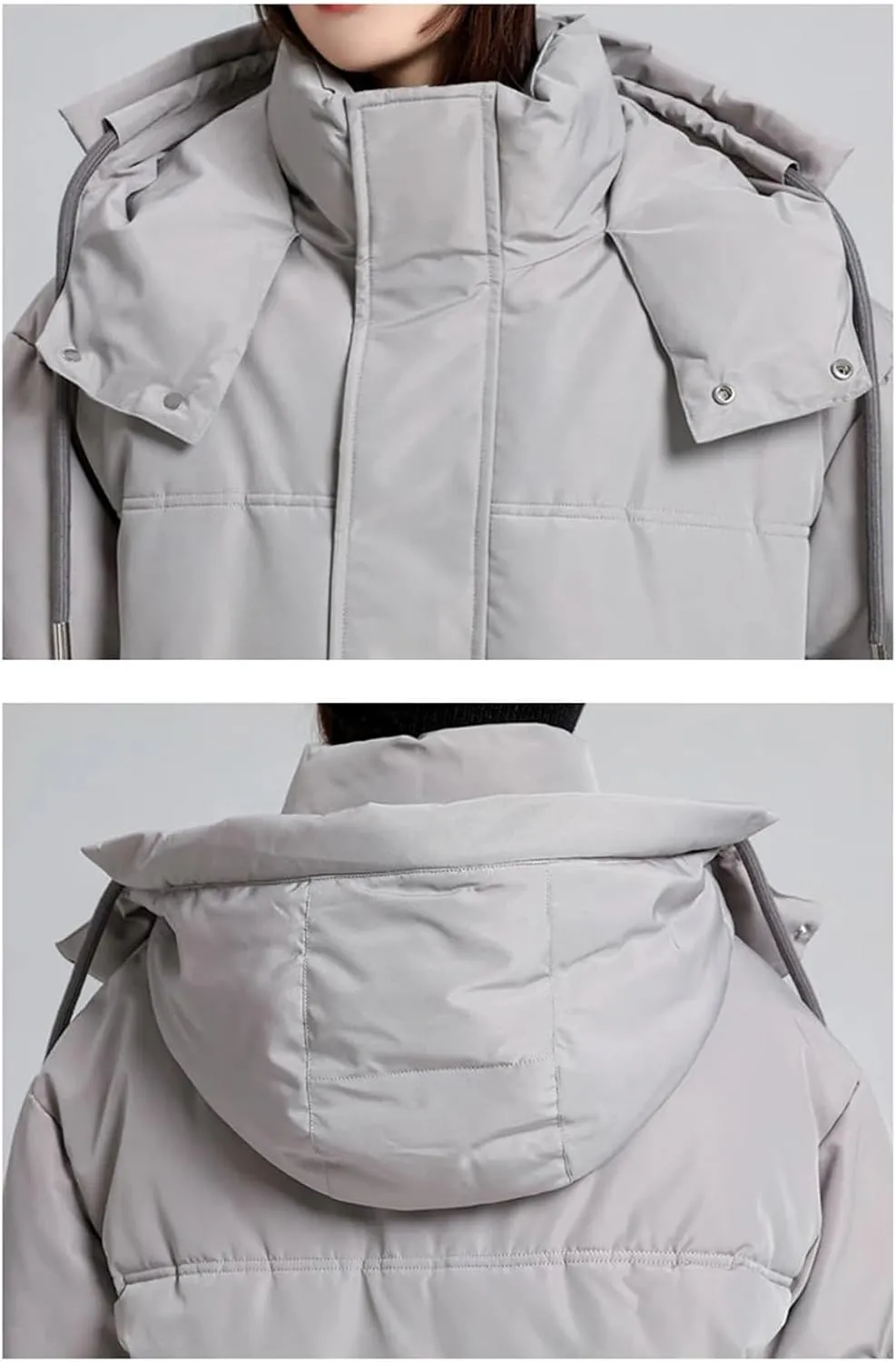 Adhdyuud Womens Casual Hooded Cotton Padded Coats With Pocket Zipper Winter Thicken Warm Jacket