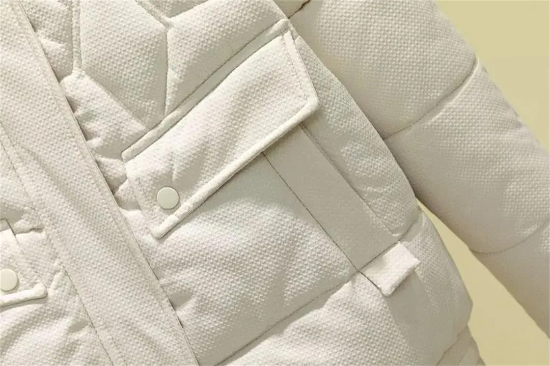 Adhdyuud Womens Casual Solid Zipper Cotton Padded Coats With Pocket Hooded Wear Student Outwear