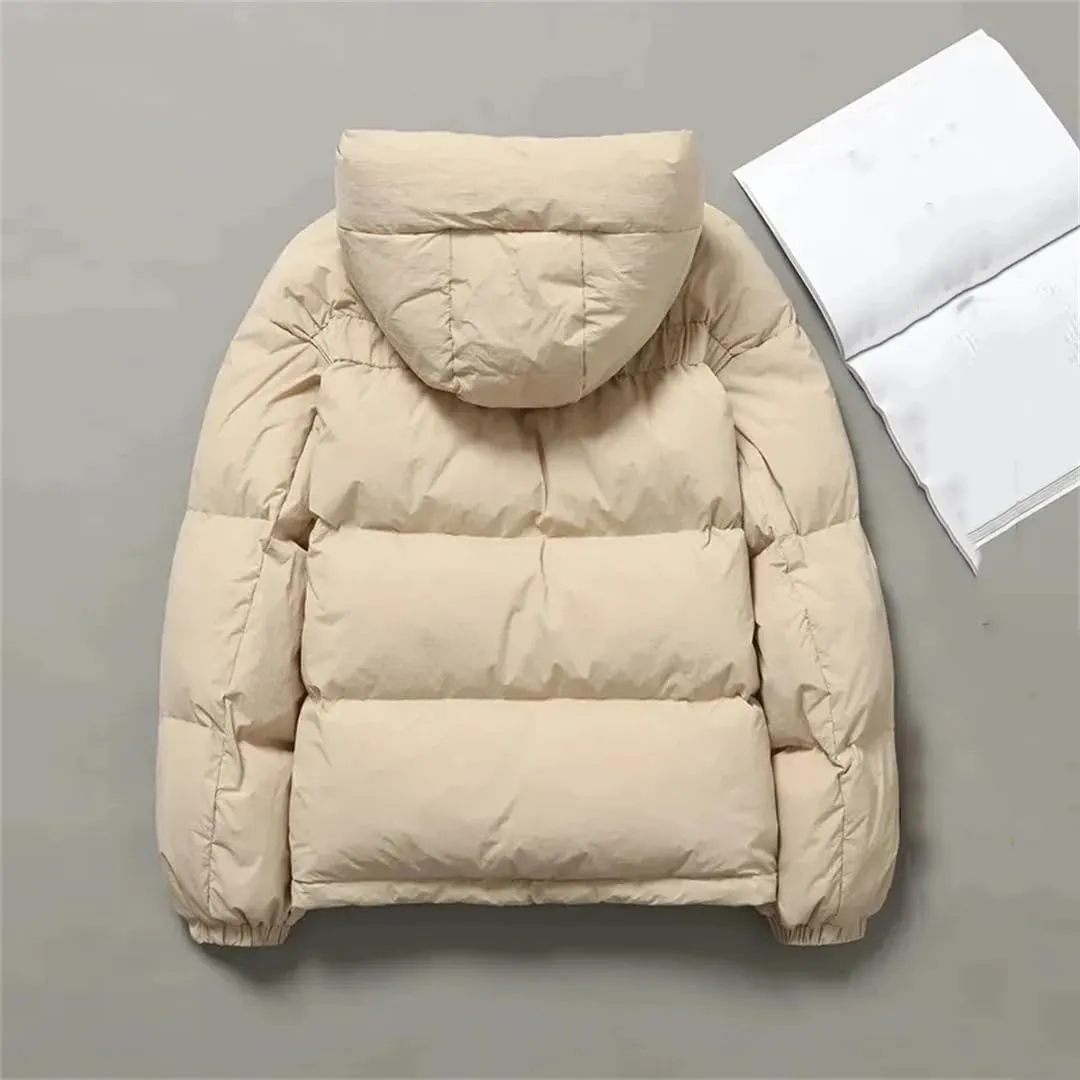 Adhdyuud Womens Solid Casual Cotton Padded Coats Student Zipper Hooded Outwear Winter