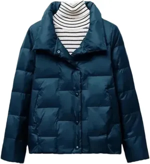 Adhdyuud Women's Solid With Pocket Cotton Padded Coats Thin Warm Casual Winter Vintage Outwear