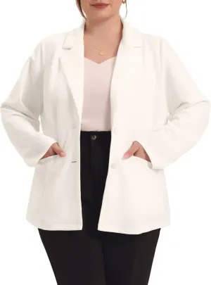Agnes Orinda Plus Size Blazer for Women Notched Lapel V Neck Office Work Business Suits 2025 Jacket Blazers