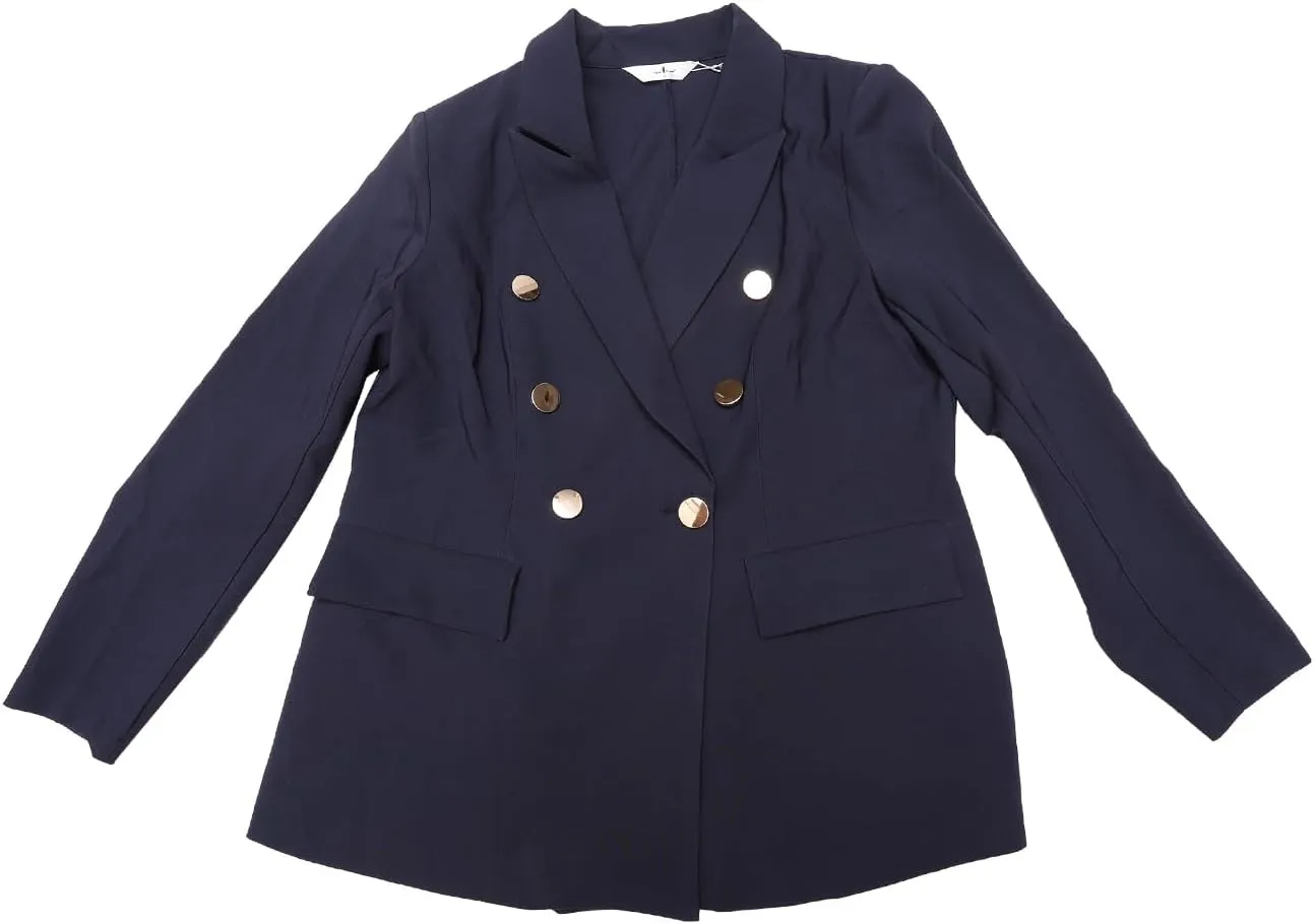 Agnes Orinda Plus Size Blazers for Women Notch Lapel Double Breasted Long Sleeve Office Work Blazer
