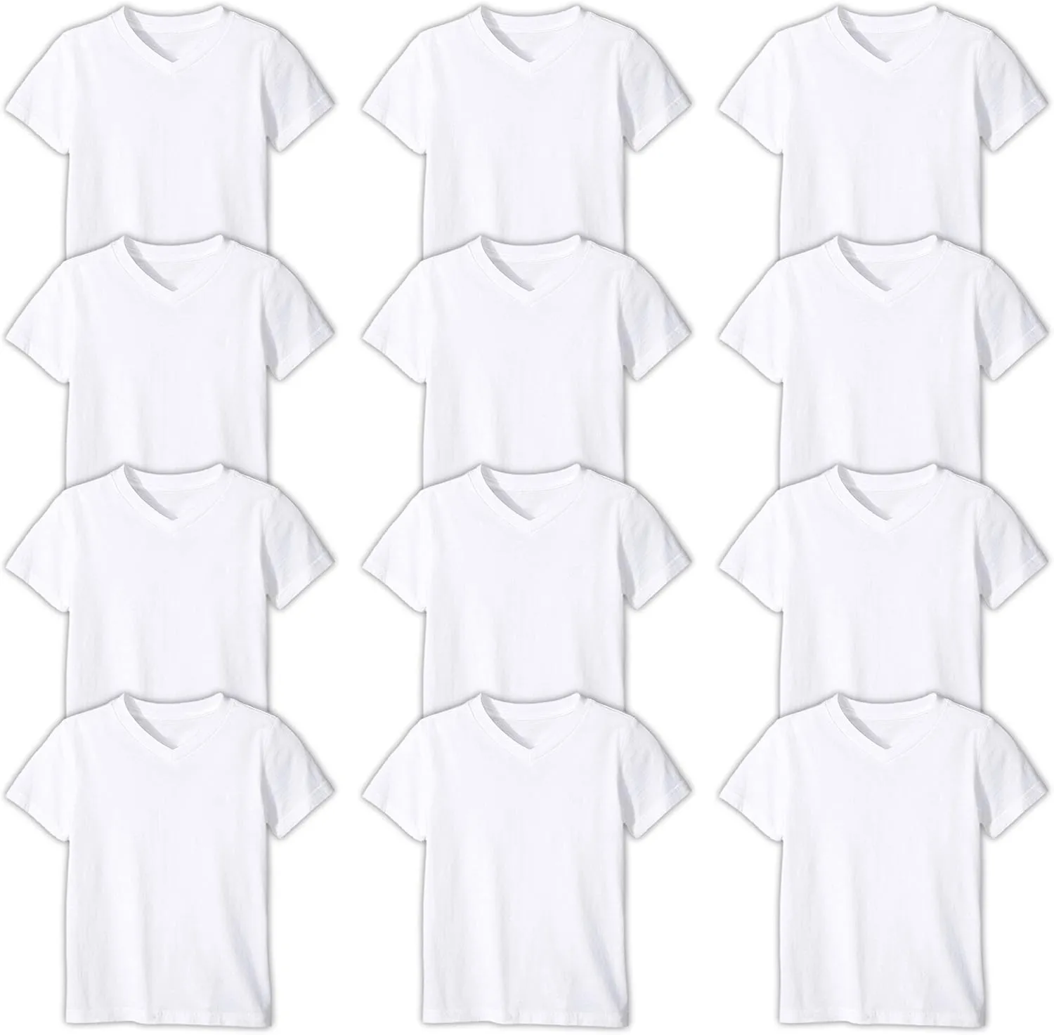 Andrew Scott Boys'12 Pack V Neck T Shirt Cotton Color Undershirts - Bonus Pack of 12