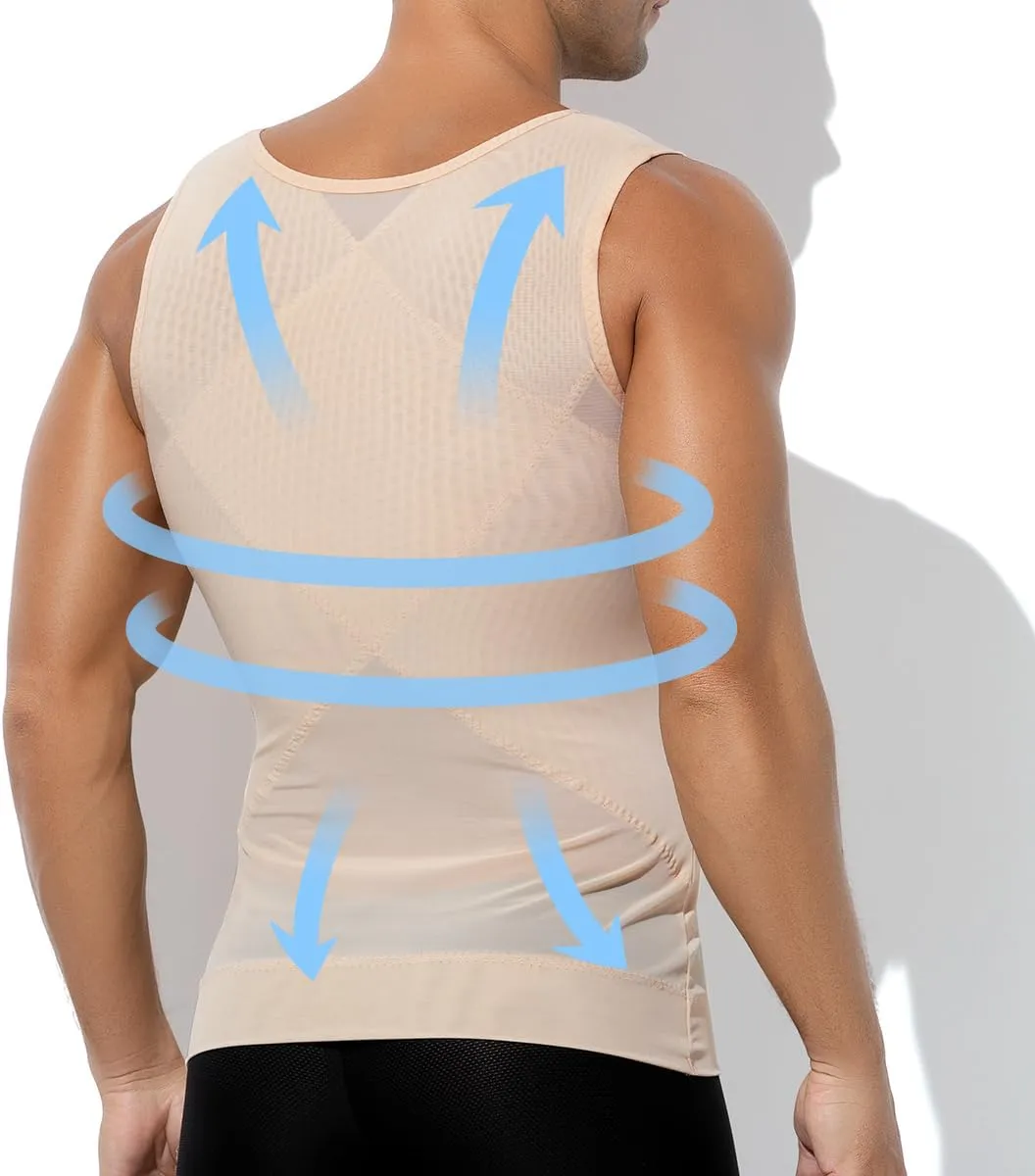 Arjen Kroos Men's Body Shaper Compression Mesh Tank Top Undershirts Shapewear