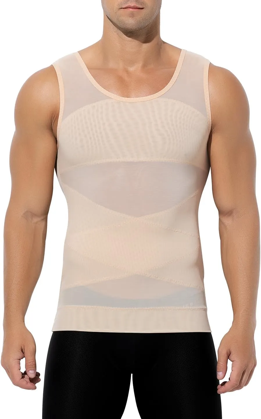 Arjen Kroos Men's Body Shaper Compression Mesh Tank Top Undershirts Shapewear