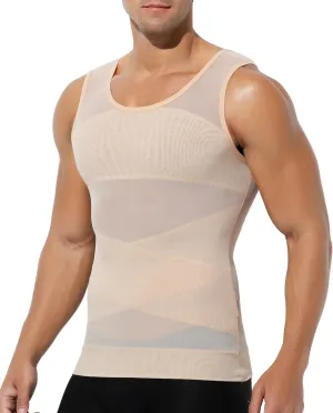 Arjen Kroos Men's Body Shaper Compression Mesh Tank Top Undershirts Shapewear