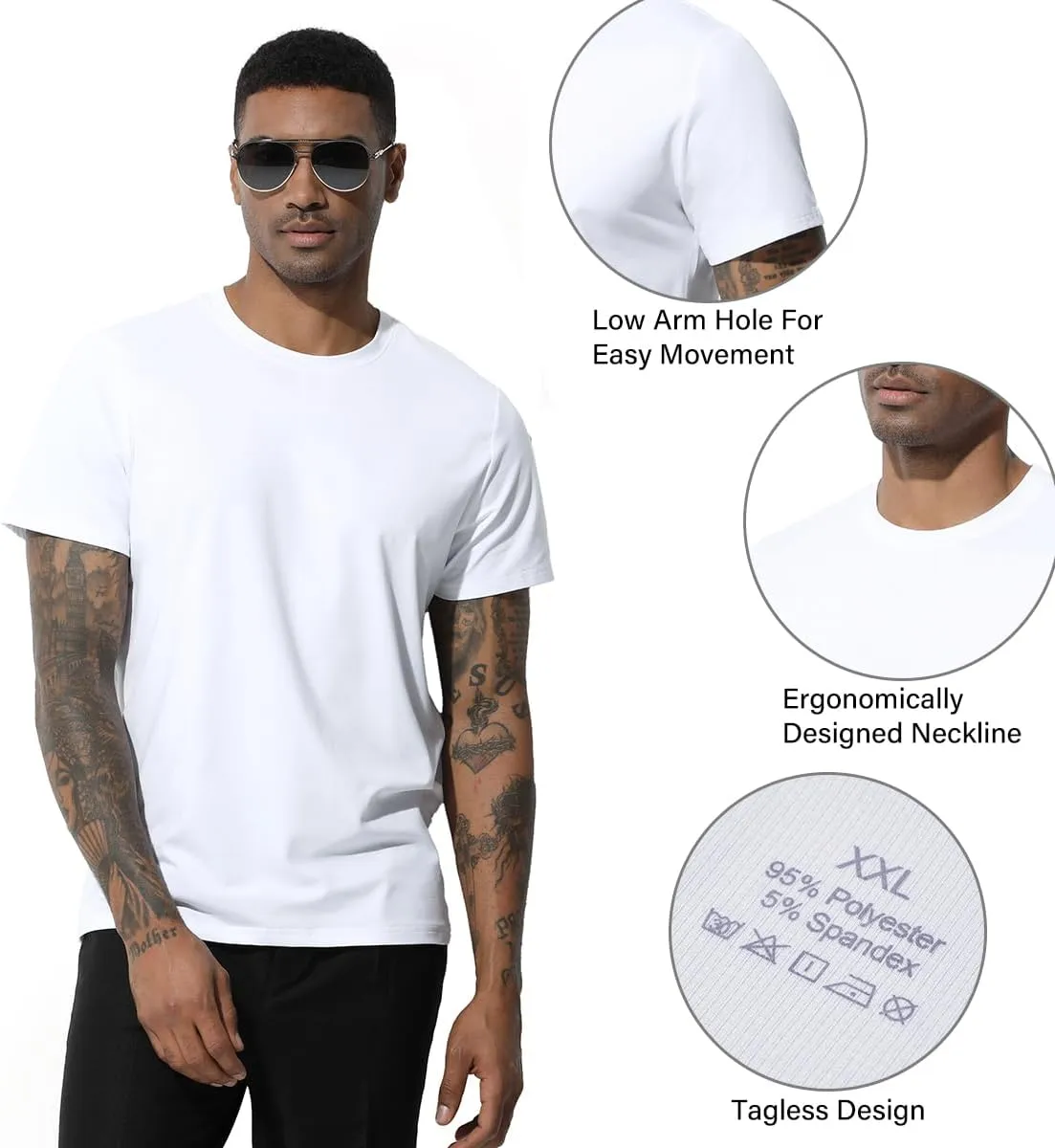 Arjen Kroos Men's Quick Dry Gym T-Shirts Multipack Workout Short Sleeve Shirts Athletic Running Undershirts