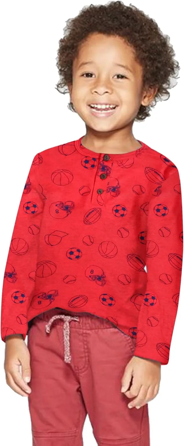 Arshiner Toddler Boys 3 Pack Long-Sleeve Henley T-Shirts Casual Cotton Graphic Shirt for 2-9 Years