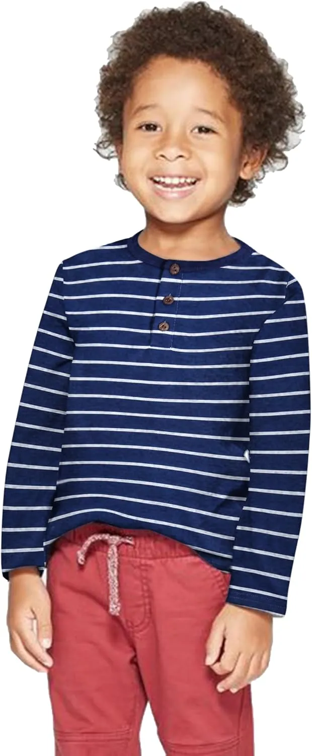 Arshiner Toddler Boys 3 Pack Long-Sleeve Henley T-Shirts Casual Cotton Graphic Shirt for 2-9 Years