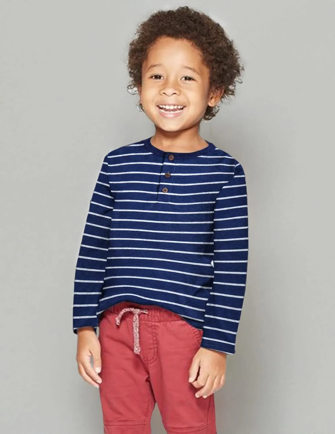 Arshiner Toddler Boys 3 Pack Long-Sleeve Henley T-Shirts Casual Cotton Graphic Shirt for 2-9 Years