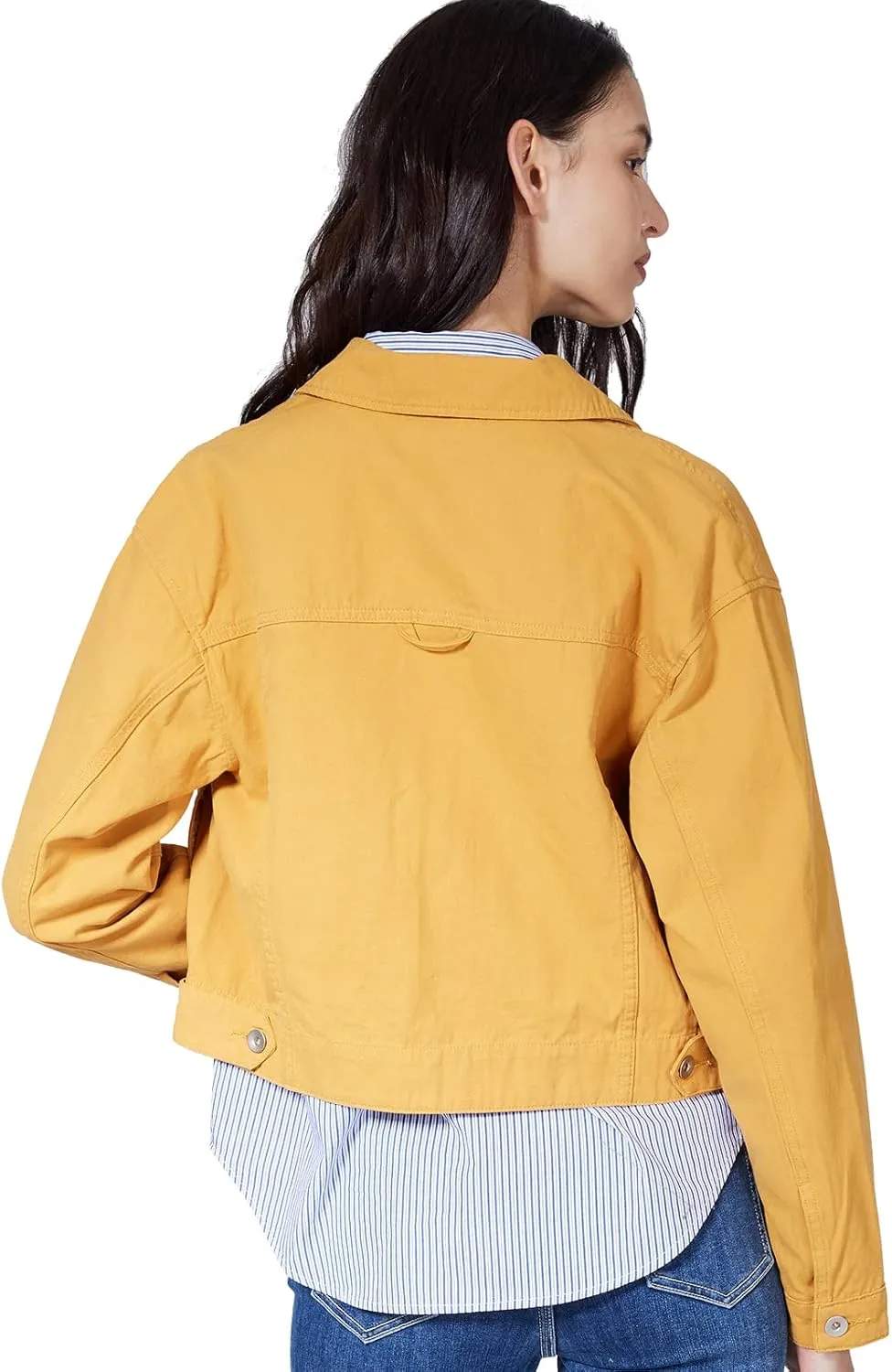 ASOBIO Womens Casusal Jackets, Long Sleeves Collar Denim Coats, Button Down Jean Jackets With Pockets