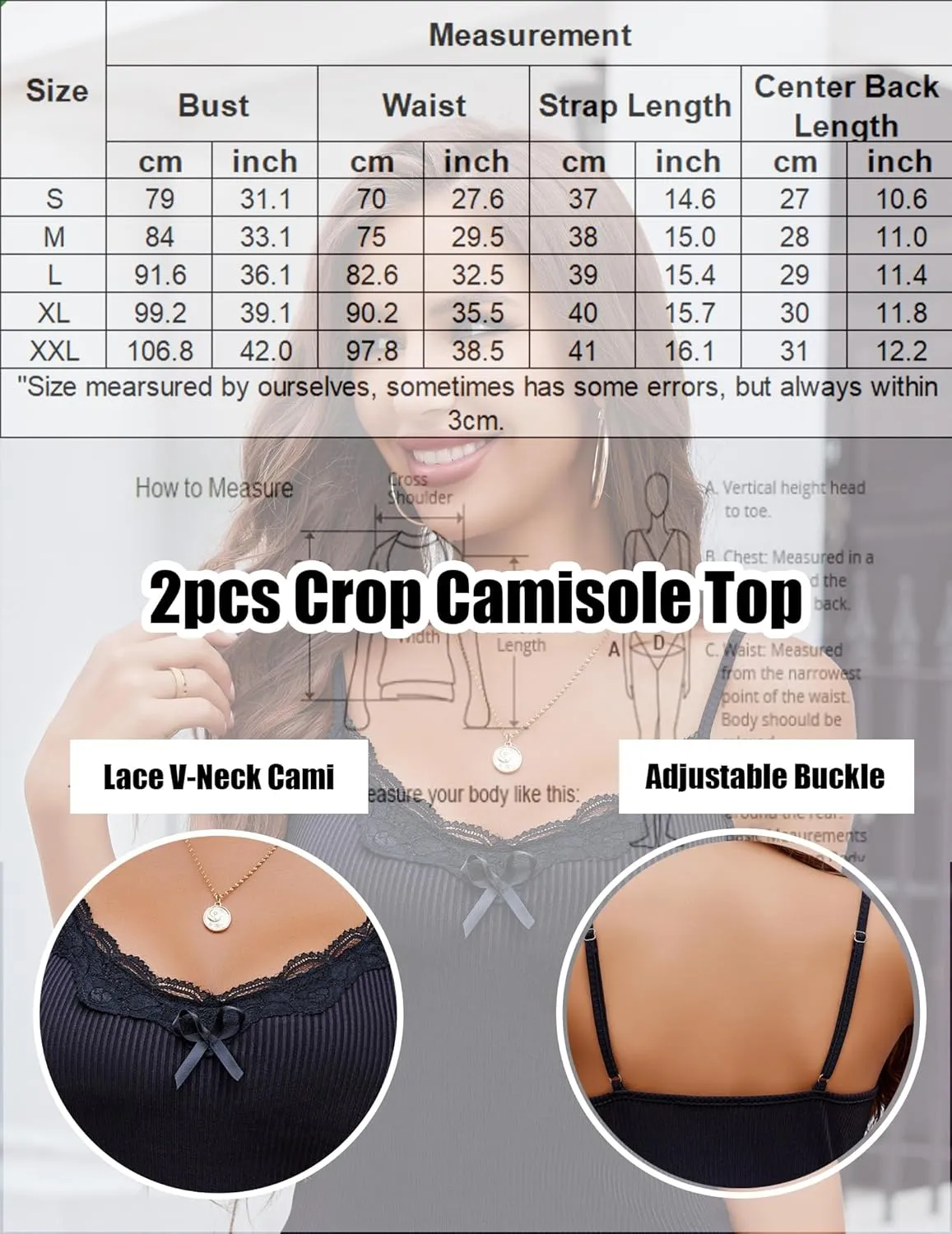 Avidlove Womens Camisoles 2-Pack Tank Top V Neck Undershirts Adjustable Spaghetti Strap Cami Tops