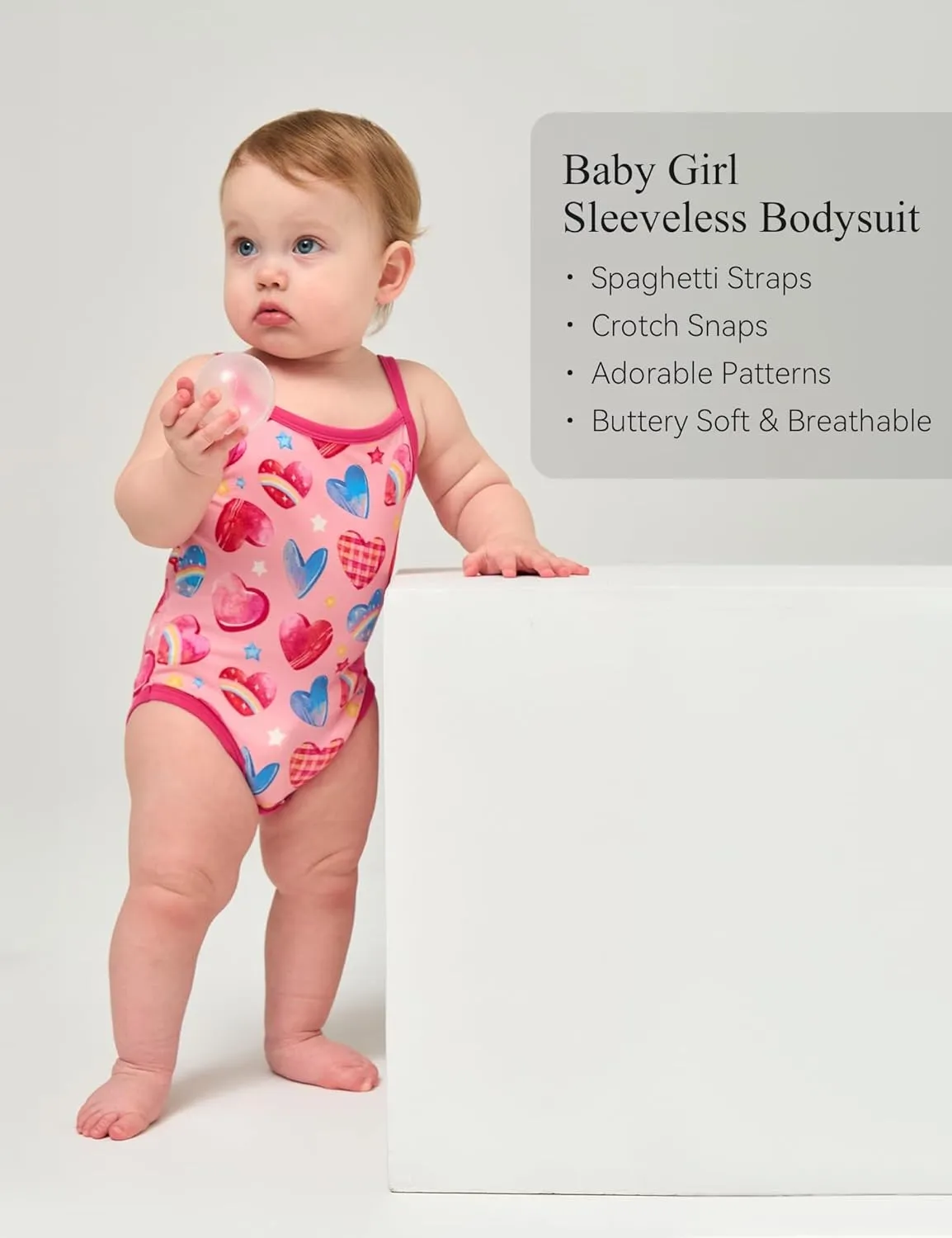 Baby Girl 3-Pack Sleeveless and Camisole Bodysuit Bamboo Viscose Summer Clothes