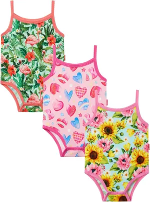 Baby Girl 3-Pack Sleeveless and Camisole Bodysuit Bamboo Viscose Summer Clothes