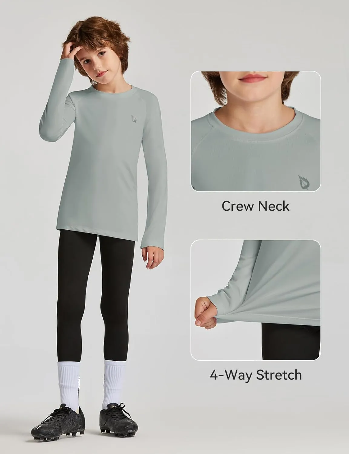 baleaf Boys Compression Shirt Long Sleeve Youth Undershirts Kids Football Baseball Baselayer Cold Gear Quick Dry