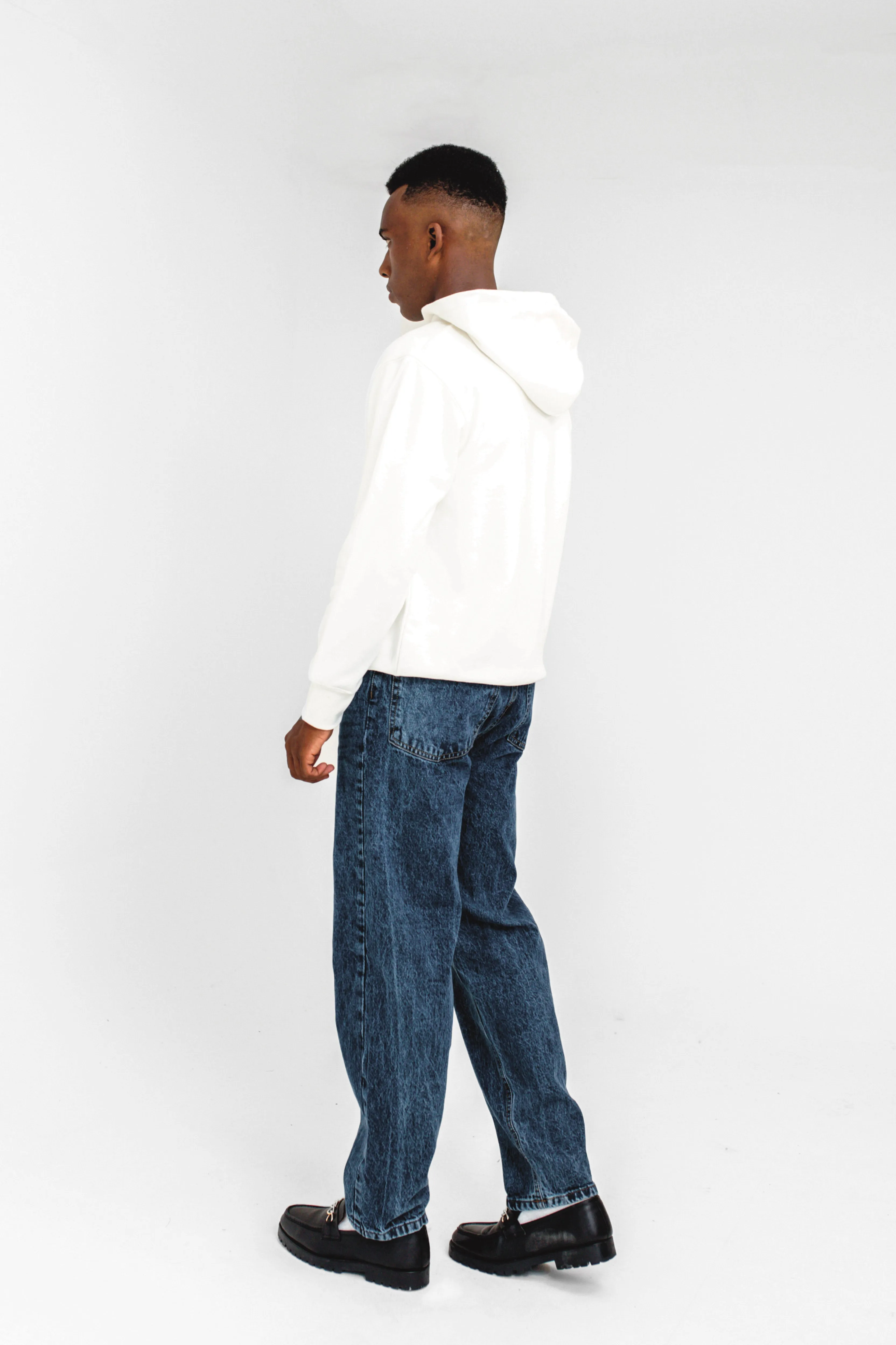 Basic Hoodie in White Terry