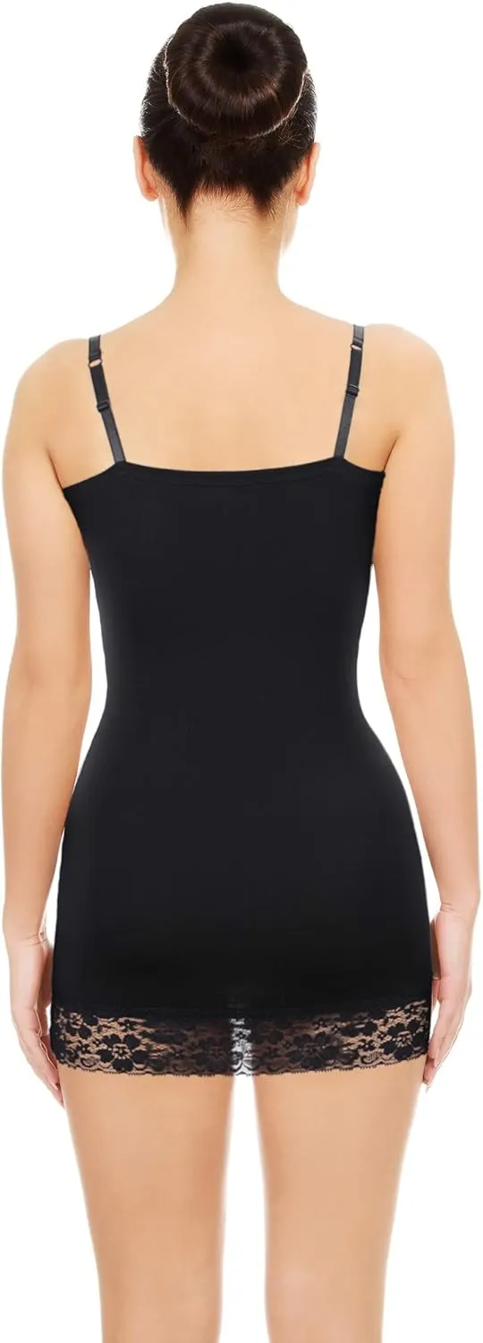 Bencailor 6 Pcs Women's Long Tank Tops, Long Camisole Workout Tops for Adjustable Spaghetti Strap Women Camis Undershirts