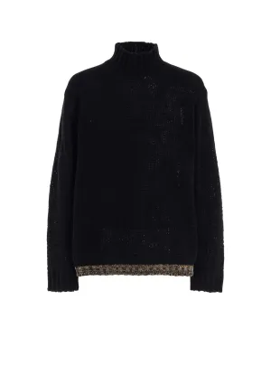 BULKY WOOL LYNX HIGH NECK KNIT