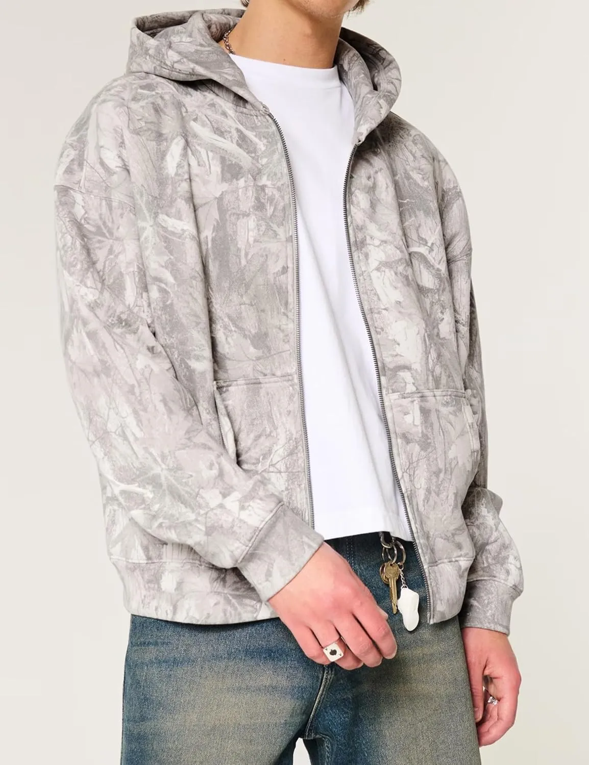 Camo Zip Up Hoodie for Women Men Oversized Maple Leaf Print Fleece Jacket Camouflage Long Sleeve Hooded Sweatshirt