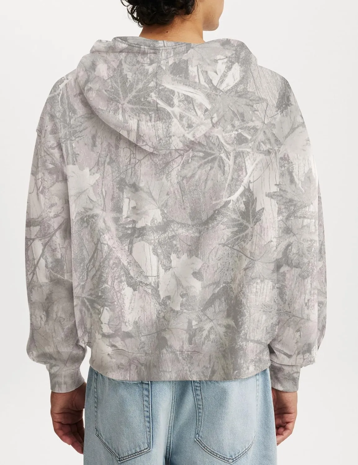 Camo Zip Up Hoodie for Women Men Oversized Maple Leaf Print Fleece Jacket Camouflage Long Sleeve Hooded Sweatshirt