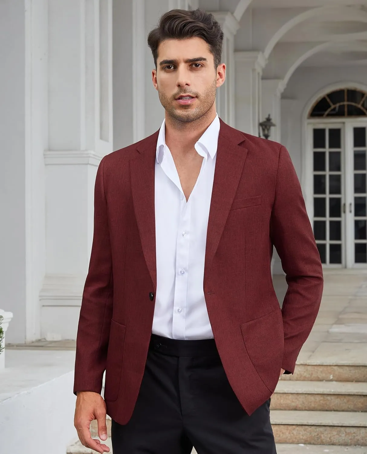 Casual Blazer for Men Linen Blazer Jacket Slim Fit Suit Jackets for Men Casual Blazer Sport Coat Linen Suits