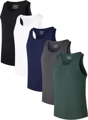 CF Men's Undershirts Bamboo Viscose Tank Tops Men Crew Neck Moisture Wicking Tank Shirts 3/5 Pack