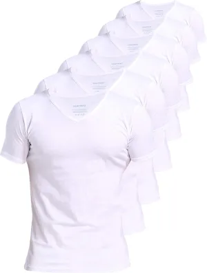 Comfneat Men's Undershirts 100 Percent Cotton Underclothing Comfy V-Neck T-Shirts (4-Pack/6-Pack)