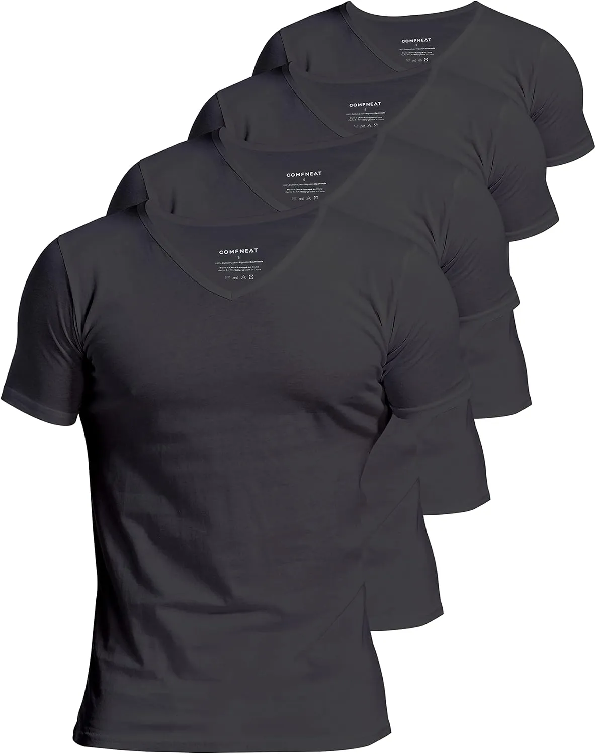 Comfneat Men's Undershirts 100 Percent Cotton Underclothing Comfy V-Neck T-Shirts (4-Pack/6-Pack)