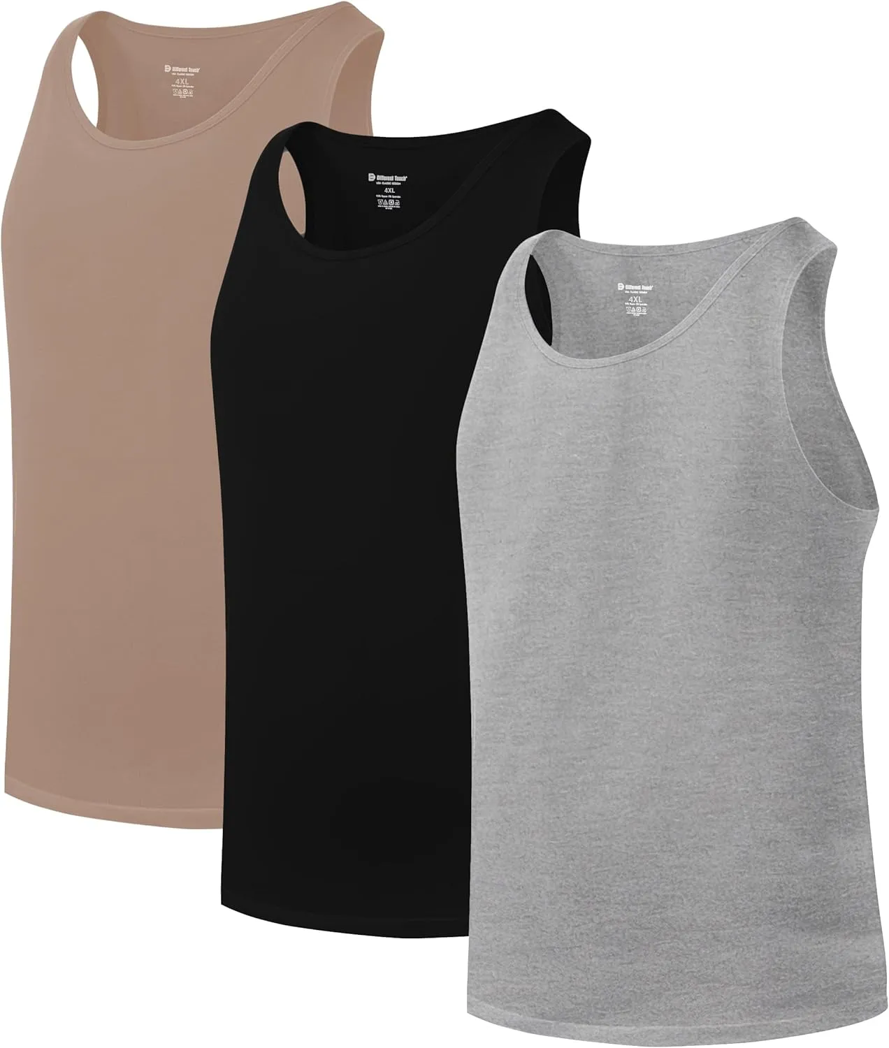 Different Touch 3 Pack Big & Tall Men's Bamboo Rayon Undershirts Tank Tops A-Shirts