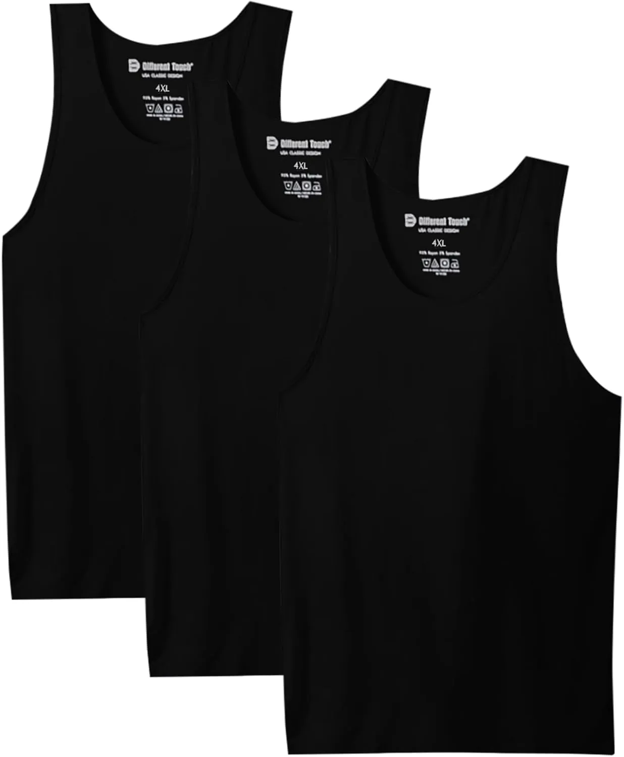 Different Touch 3 Pack Big & Tall Men's Bamboo Rayon Undershirts Tank Tops A-Shirts