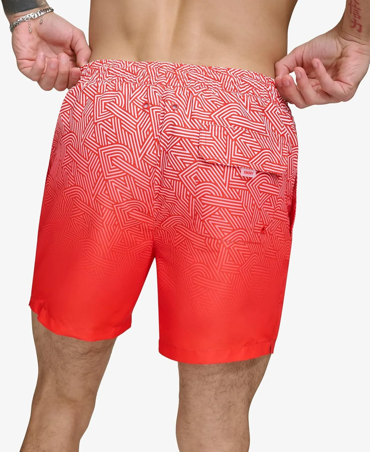 DKNY Men's Lightweight Quick Dry Volley UPF 40  Protection Swim Trunk