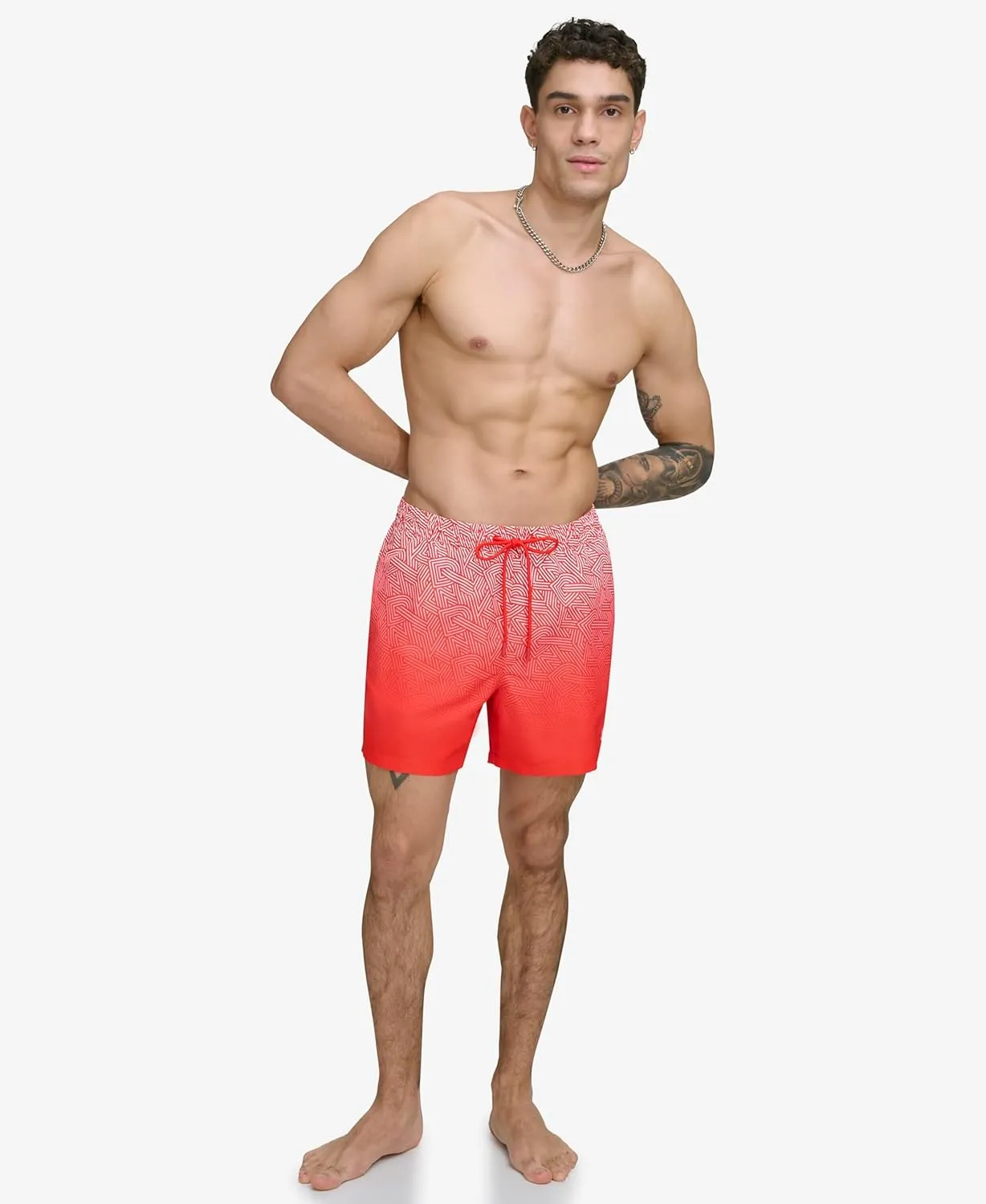 DKNY Men's Lightweight Quick Dry Volley UPF 40  Protection Swim Trunk