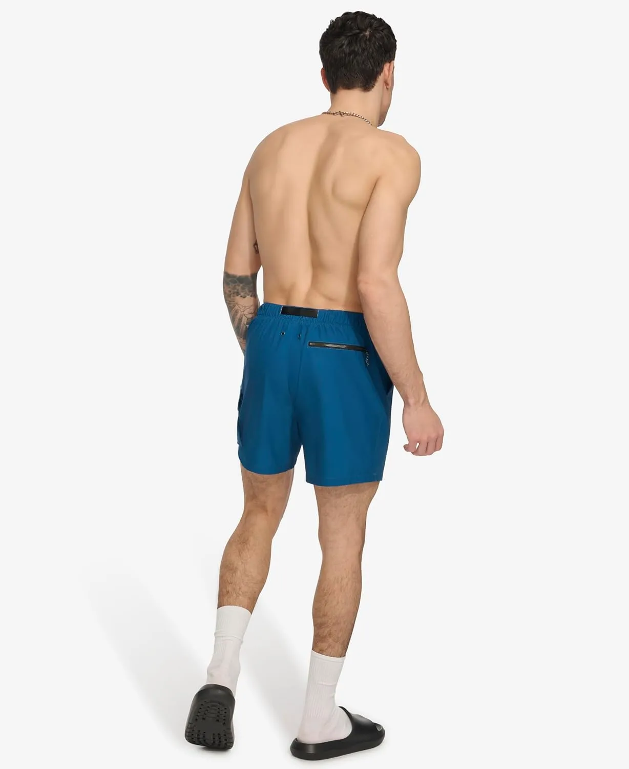 DKNY Men's Stretch Quick Dry Volley UPF 40  Protection Swim Trunk