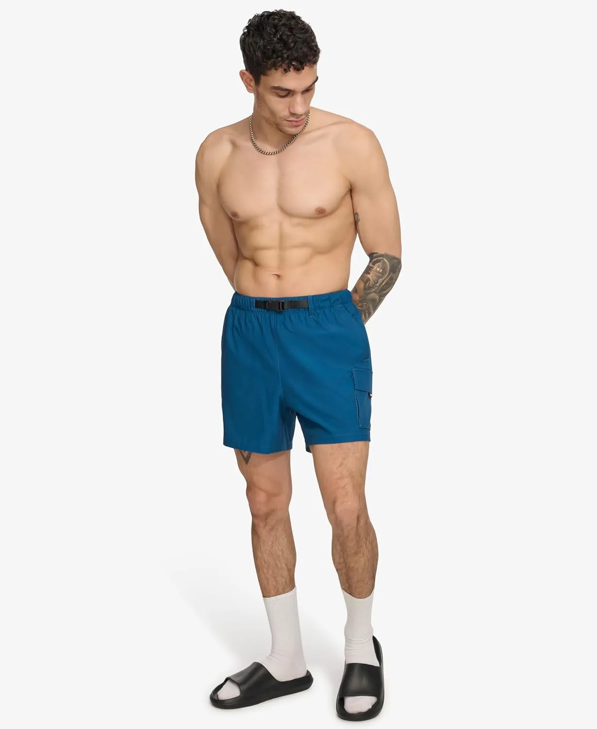 DKNY Men's Stretch Quick Dry Volley UPF 40  Protection Swim Trunk