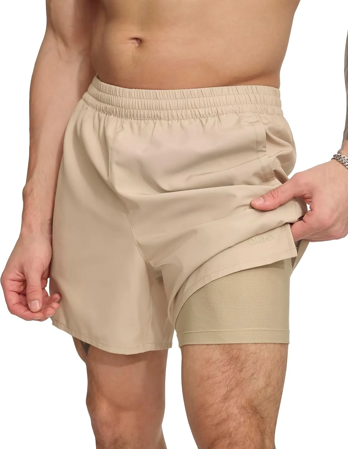 DKNY Men's Stretch Quick Dry Volley UPF 40  Protection Swim Trunk