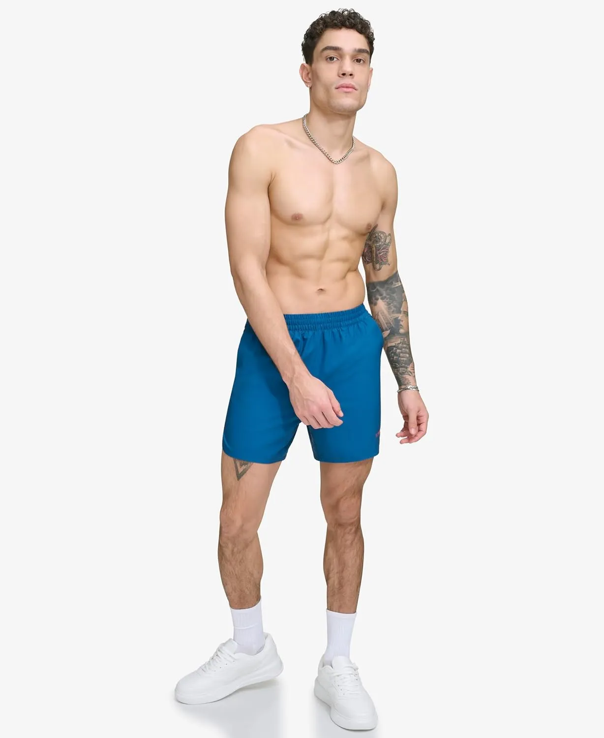 DKNY Men's Stretch Quick Dry Volley UPF 40  Protection Swim Trunk